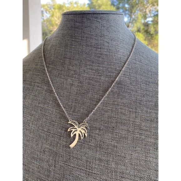 Vintage Sterling Silver Necklace Palm Tree RS 925 6.55g - Picture 6 of 12